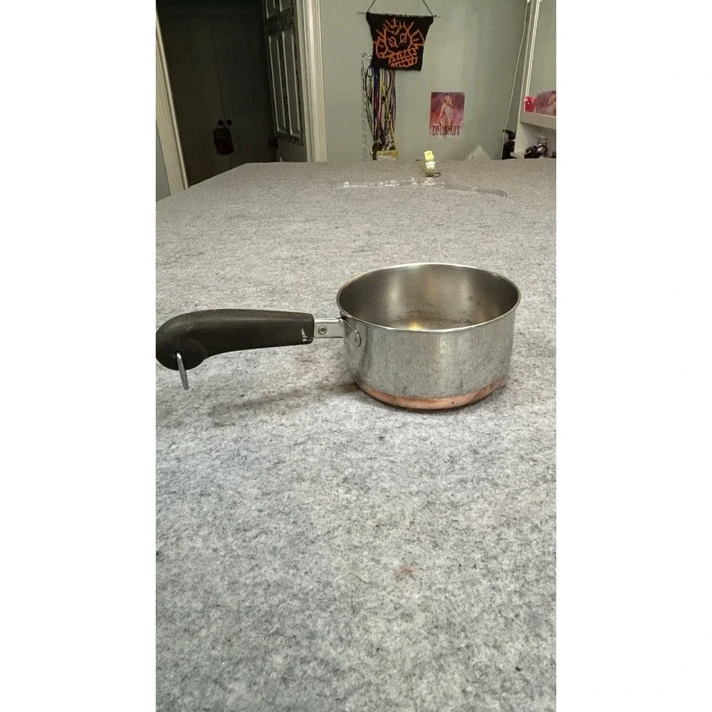 1801 Revere Ware 1 Quart Qt  Saucepan Copper Bottom USA 👉 No Lid👈